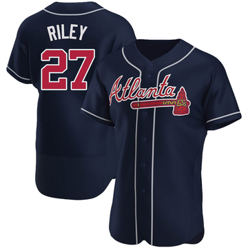 Men's Atlanta Braves Austin Riley Navy Alternate Jersey - Authentic