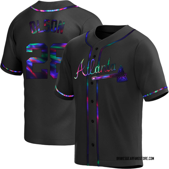 Men's Atlanta Braves Matt Olson Black Holographic Alternate Jersey - Replica