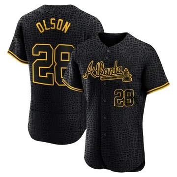 Men's Atlanta Braves Matt Olson Black Snake Skin City Jersey - Authentic