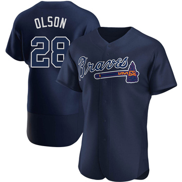 Men's Atlanta Braves Matt Olson Navy Alternate Team Name Jersey - Authentic
