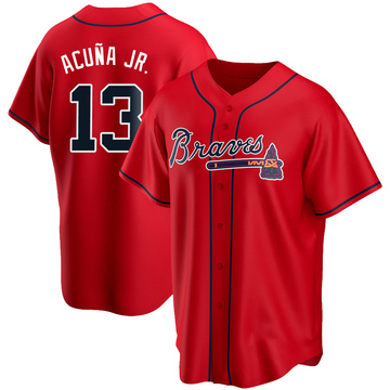 Men's Atlanta Braves Ronald Acuna Jr. Red Alternate Jersey - Replica