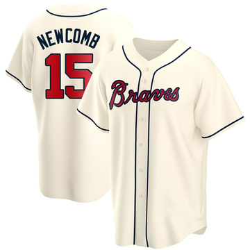 جوال ايفون ٩ Atlanta Braves #15 Men's Sean Newcomb Replica Cream Alternate Cool Base Baseball Jersey جوال ايفون ٩