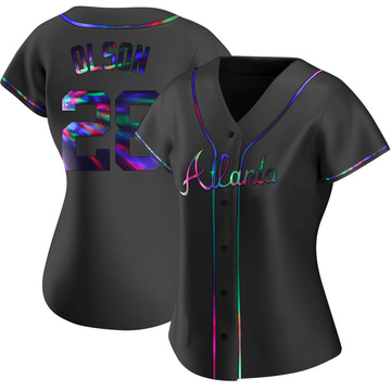 Women's Atlanta Braves Matt Olson Black Holographic Alternate Jersey - Replica