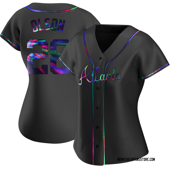 Women's Atlanta Braves Matt Olson Black Holographic Alternate Jersey - Replica