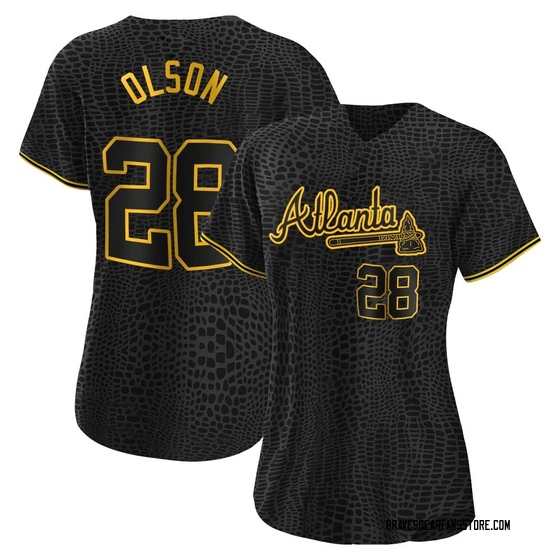 Women's Atlanta Braves Matt Olson Black Snake Skin City Jersey - Authentic