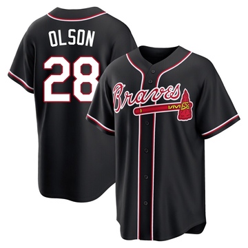 Youth Atlanta Braves Matt Olson Black Fashion Out Jersey - Replica