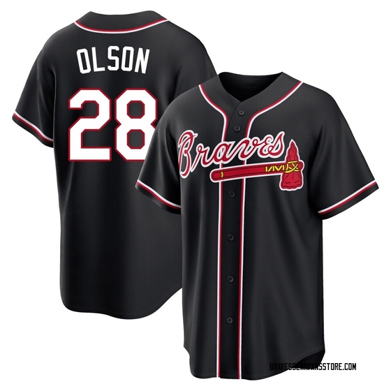 Youth Atlanta Braves Matt Olson Black Fashion Out Jersey - Replica