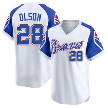 Youth Atlanta Braves Matt Olson White Throwback Cooperstown Collection Jersey - Limited