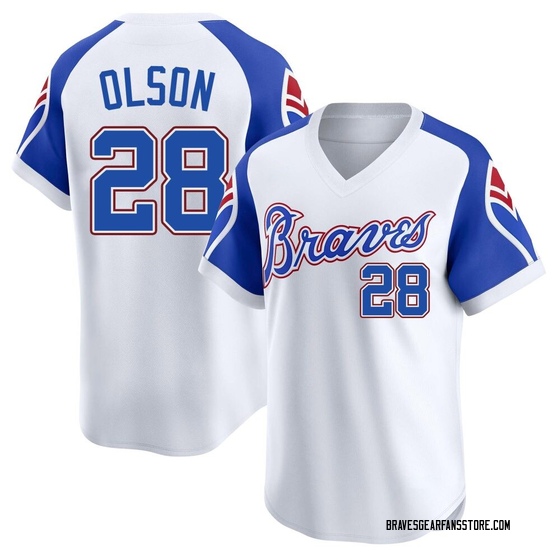 Youth Atlanta Braves Matt Olson White Throwback Cooperstown Collection Jersey - Limited