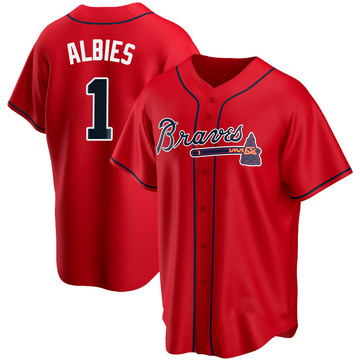 Youth Atlanta Braves Ozzie Albies Red Alternate Jersey - Replica